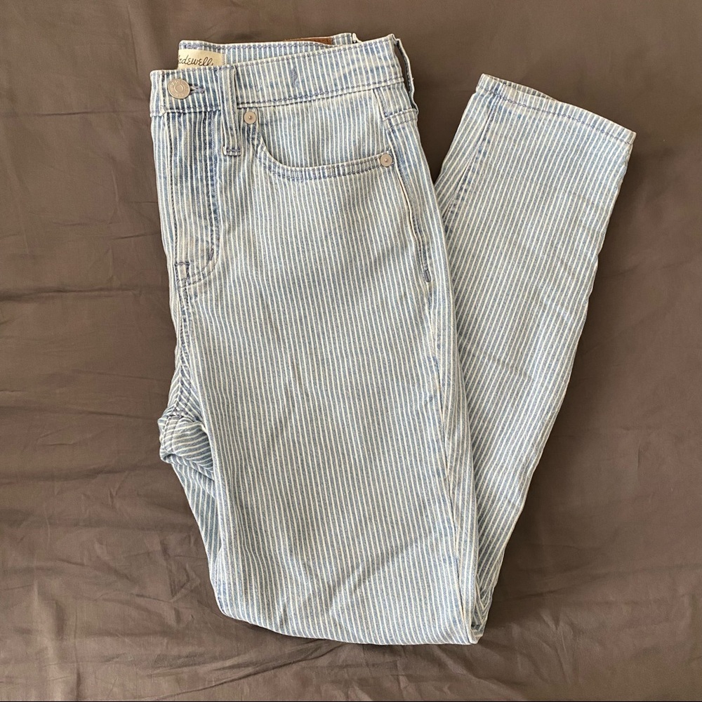 Blue white striped high-rise Madewell pants